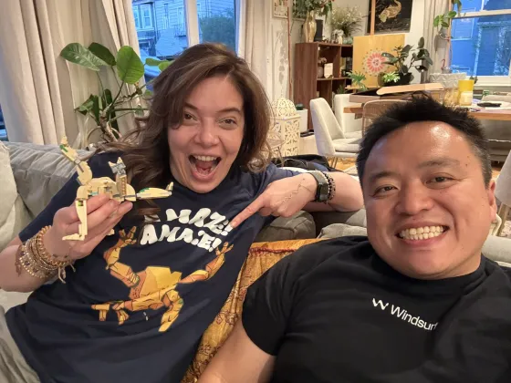 swyx and Mada Seghete smiling in a couch selfie