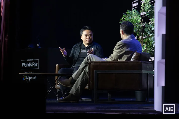 swyx in an onstage fireside conversation at AI Engineer World’s Fair 2026